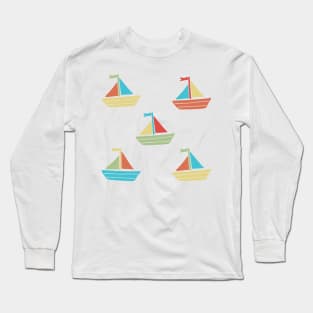 Summer beach vibe floating colorful boats Long Sleeve T-Shirt